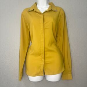 mustard button up shirt